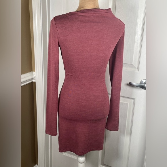 Wilfred Free Aritzia Dress Small Mauve Cowl Neck Stretch Sweater Knit - Picture 6 of 8